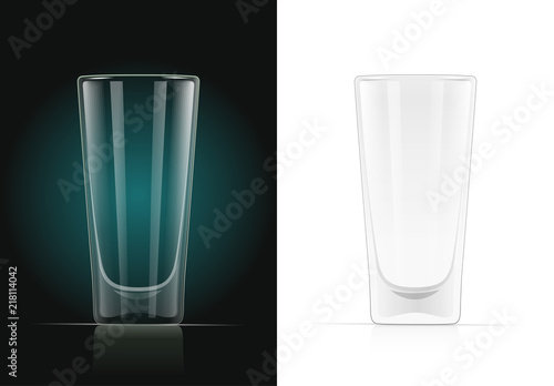 Juice glass. Drinks glassware in dark and white background.