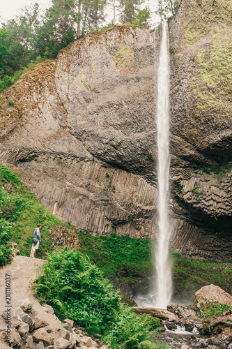 Obraz na plátně Latourell Falls waterfall along the Columbia River Gorge