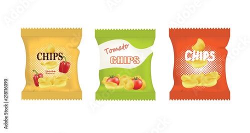 Potato chips bags. vector illustration 