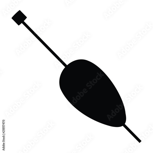 A black and white silhouette of a fishing float