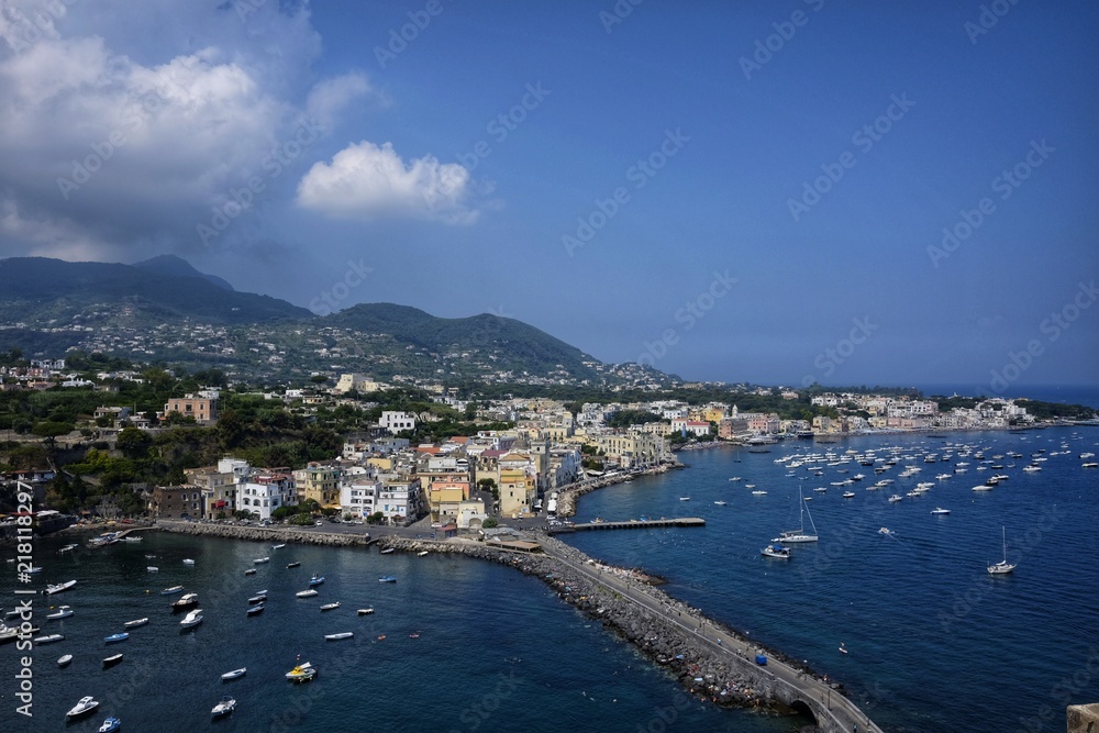 panoramic views of Ischia bridge