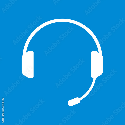 Headphones with a microphone, vector icon.