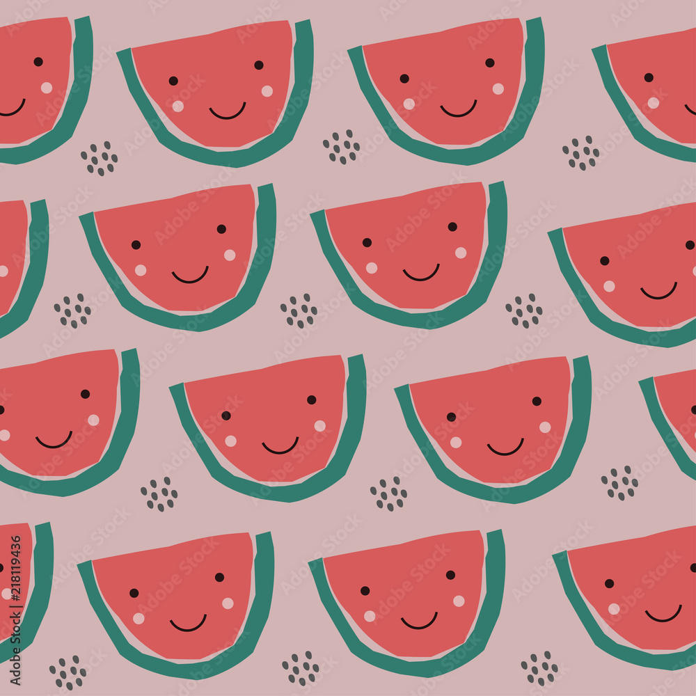 Abstract pattern with watermelon in scandinavian style. Collage art. Abstract pattern with watermelon in scandinavian style. Collage art.