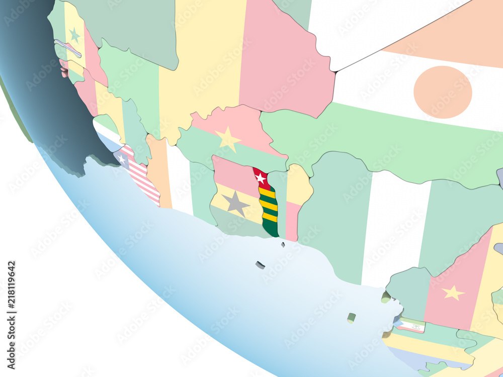 Fototapeta premium Togo with flag on globe