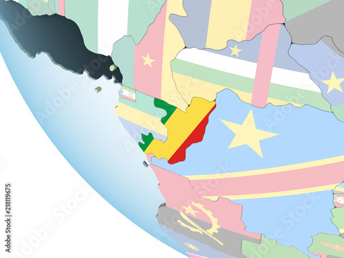 Congo with flag on globe © harvepino