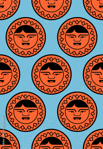 Eskimo pattern. Inuit background. arctic traditional  Man of north. Chukchi Vector ornament