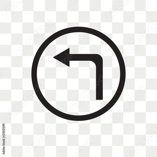 Left turn vector icon isolated on transparent background, Left turn logo design