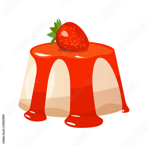 Panna cotta dessert isolated on white background