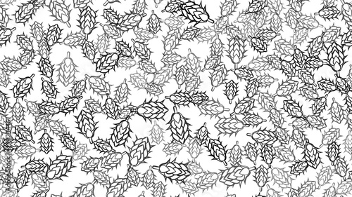 Texture seamless pattern of many colored natural flowers of hop plants for beer hops for brewing. Vector illustration