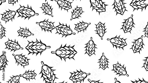 Texture seamless pattern of many colored natural flowers of hop plants for beer hops for brewing. Vector illustration