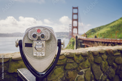 View of Golden Gate Bridge from Binocular Viewer