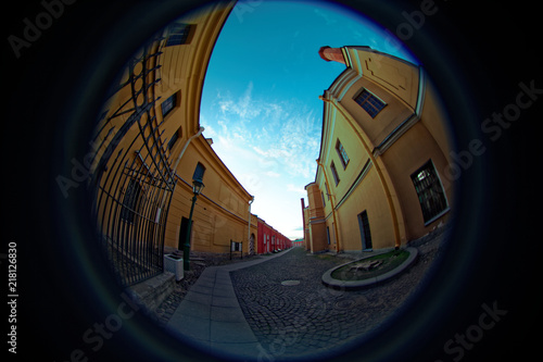 eter and Paul Fortress. Fish eye lens creating a circular super wide angle view. photo