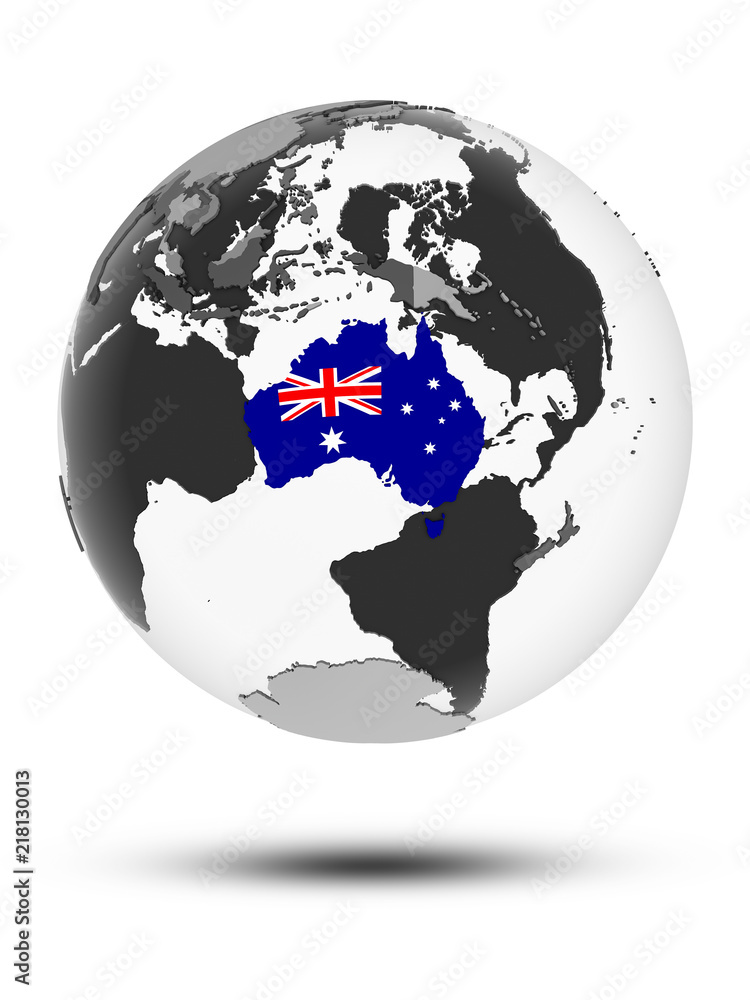 Australia on political globe isolated Australia on political globe isolated
