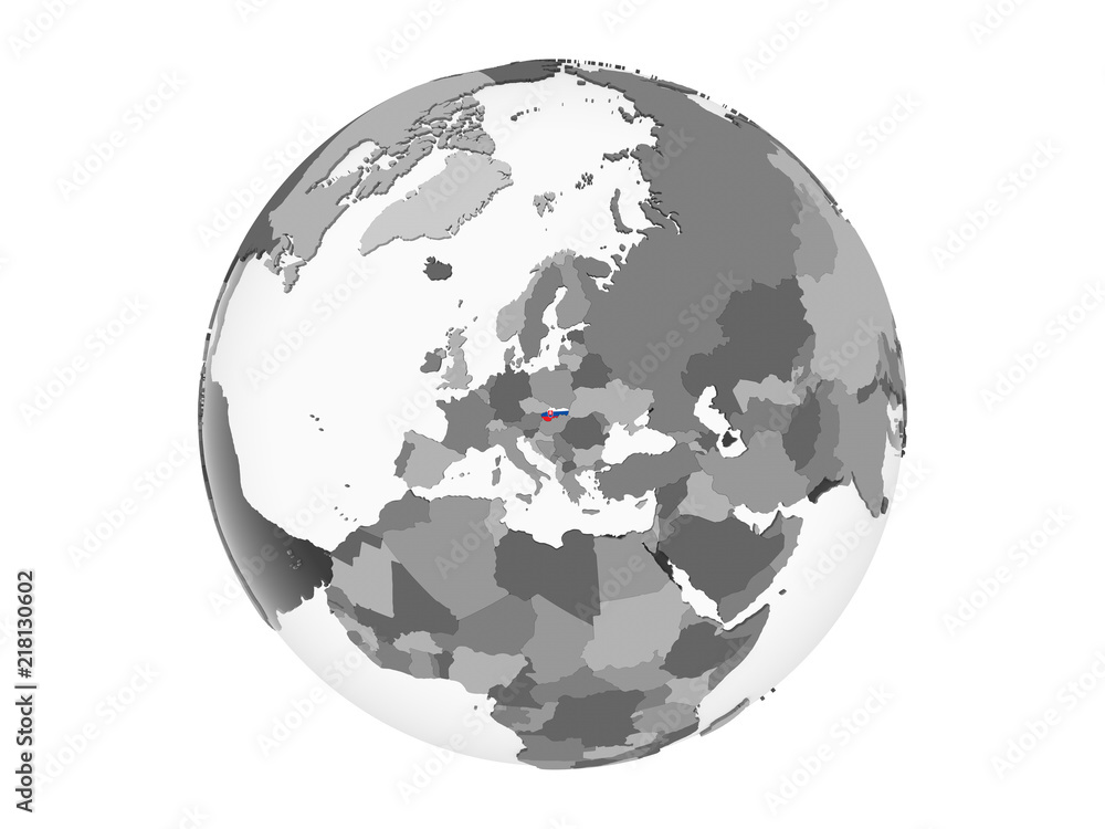 Slovakia with flag on globe isolated Slovakia with flag on globe isolated