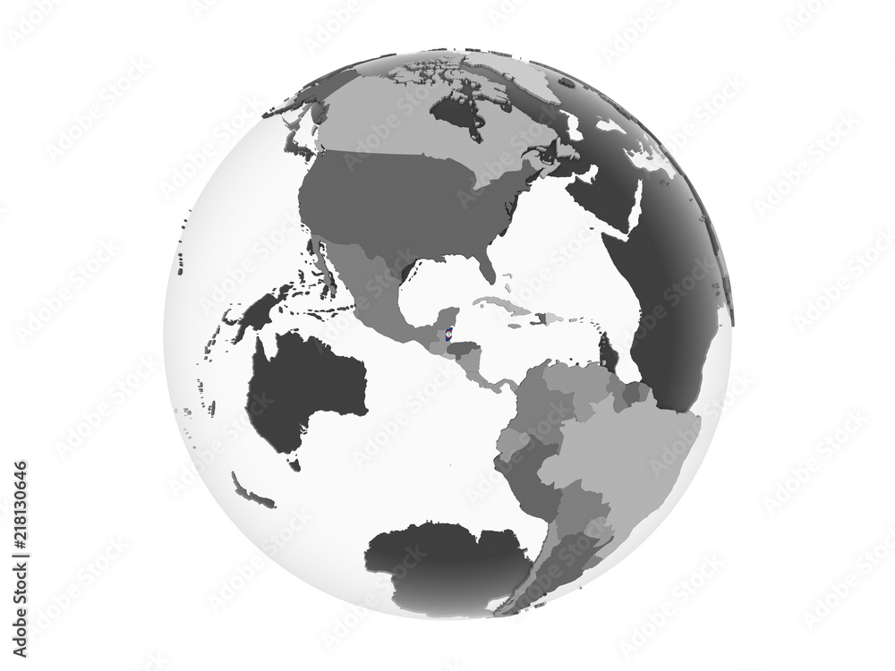 Belize with flag on globe isolated