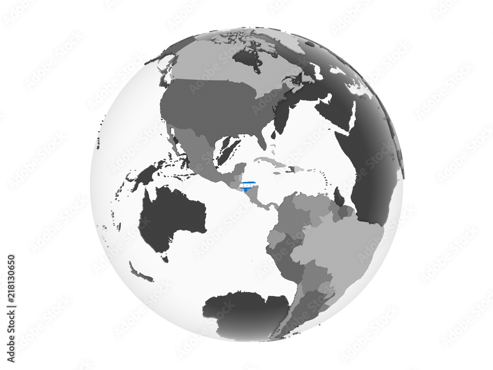 Honduras with flag on globe isolated