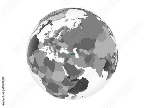 Armenia with flag on globe isolated