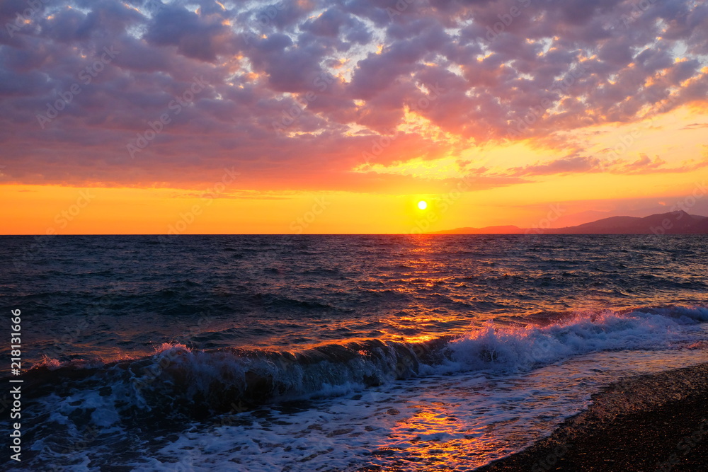 Beautiful sunset above Black sea