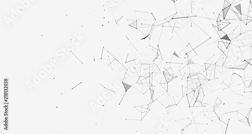 White background. Plexus effect. Abstract connecting dots and lines. Polygon modern pattern.