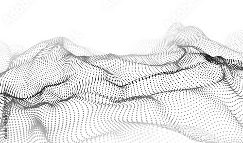 Wave of particles. Big data code representation.Graphic concept for your design. Wave 3d. Technology vector background. Vector illustration.