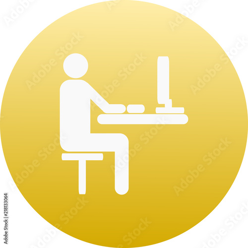 Vector ilustración icono rosa para comercios y web con dibujo de trabajador estudiante
