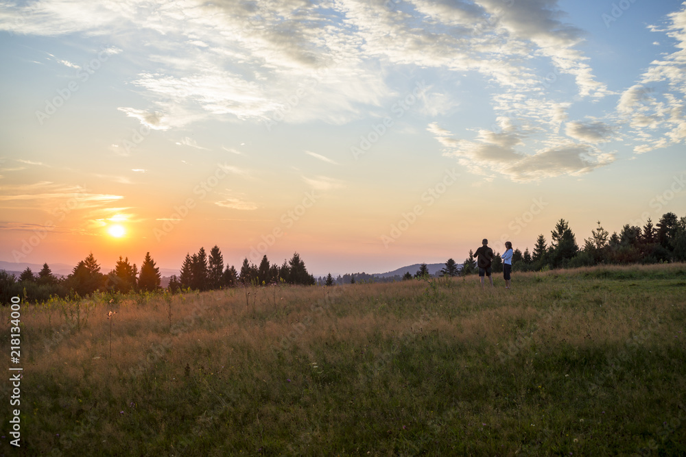Fototapeta premium Zachód słońca nad Bieszczadami