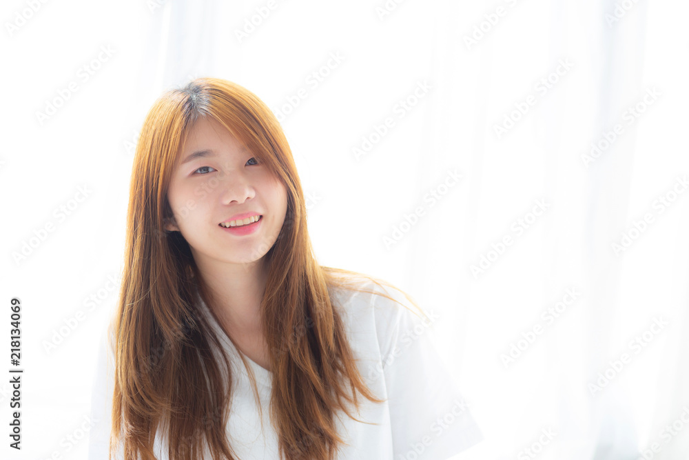 Beautiful portrait young asian woman lying and smile while wake up with sunrise at morning, lifestyle and relax concept. Beautiful portrait young asian woman lying and smile while wake up with sunrise at morning, lifestyle and relax concept.