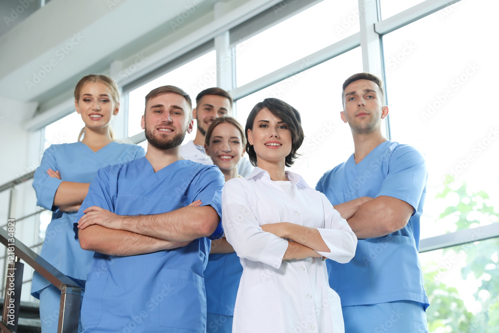 Team of doctors in uniform at workplace