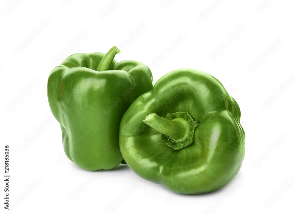 Raw ripe paprika peppers on white background Raw ripe paprika peppers on white background