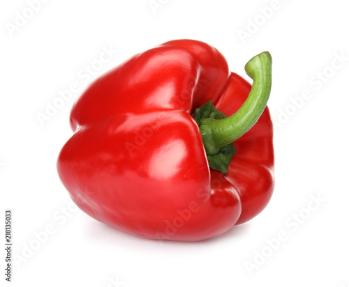 Raw ripe paprika pepper on white background