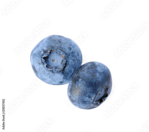 Fresh ripe blueberries on white background. Organic berry