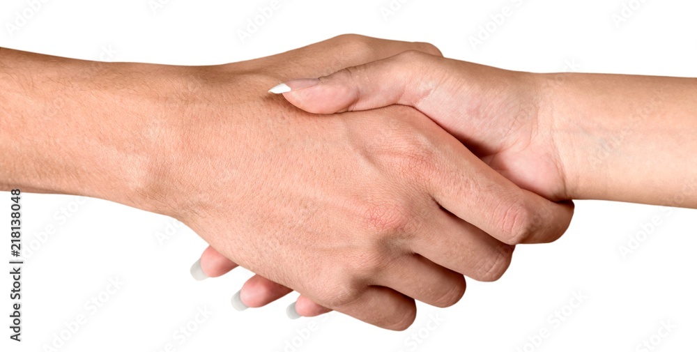 Fototapeta premium Closeup of Two People Shaking Hands