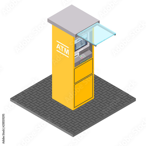 ATM machines vector in isometric style. Bank terminal illustration