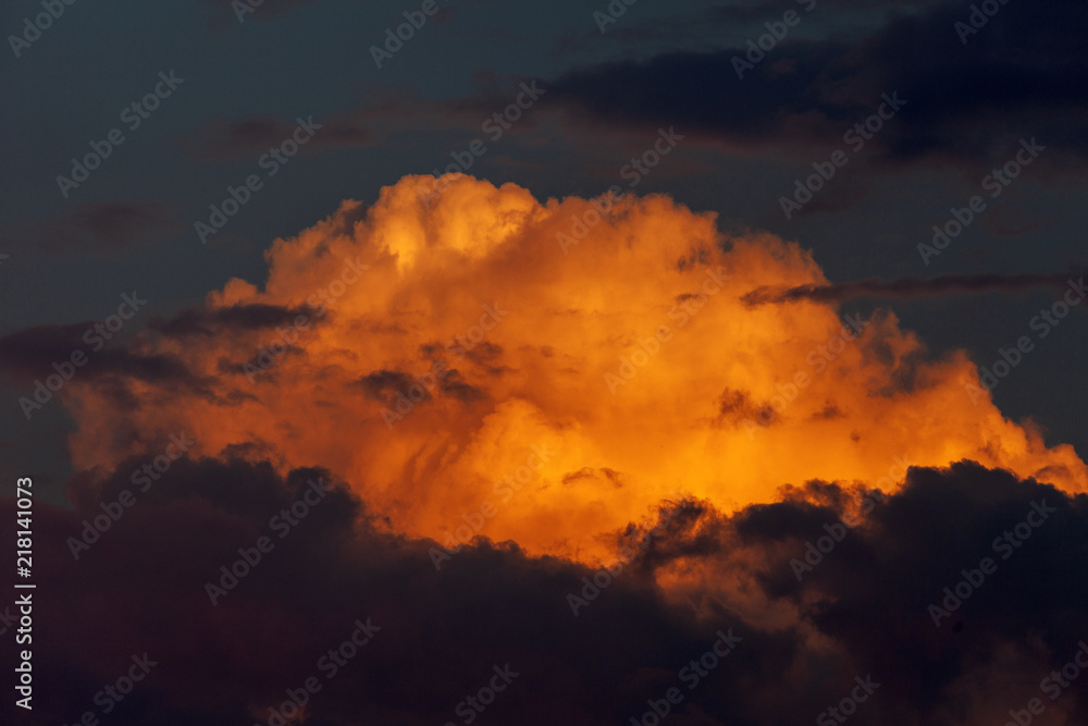 Background of the blood red evening sky and clouds
