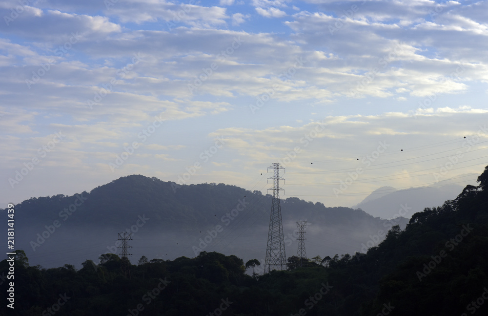 Electricity distribution tower in the Atlantic Forest Electricity distribution tower in the Atlantic Forest