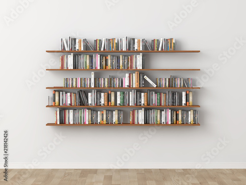interior bookshelf room library. 3d rendering photo