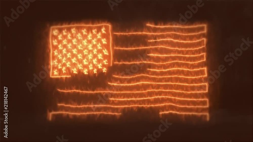 American flag forming and on fire photo