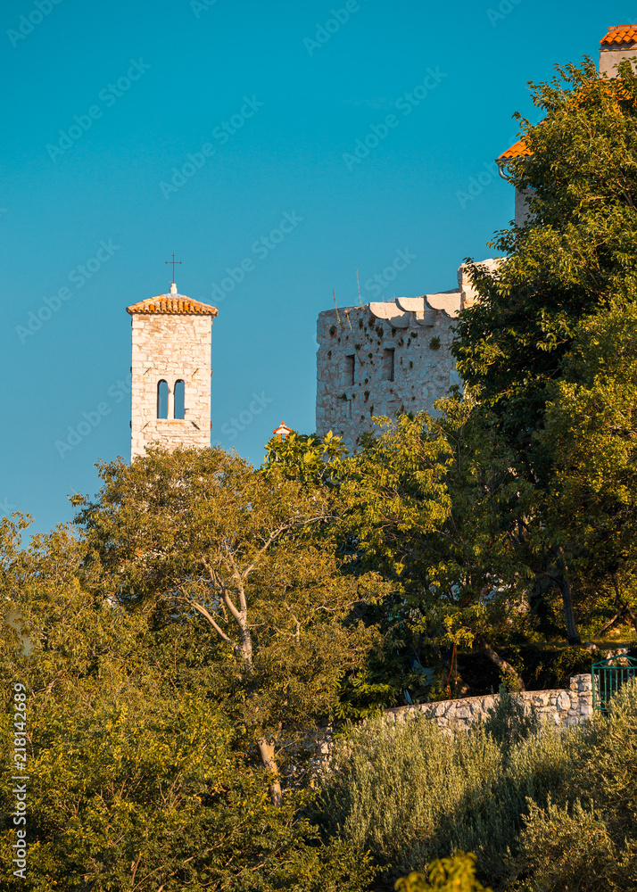 old stone church tower