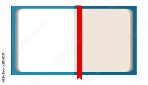 blue open book with a red bookmark, background for text. isolated image