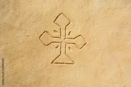 The cross engraved on the mountain