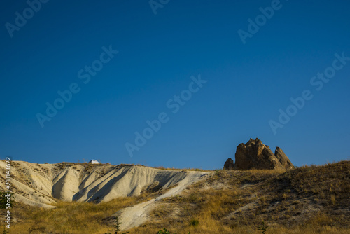 Stone and hill with blue sky in summer
