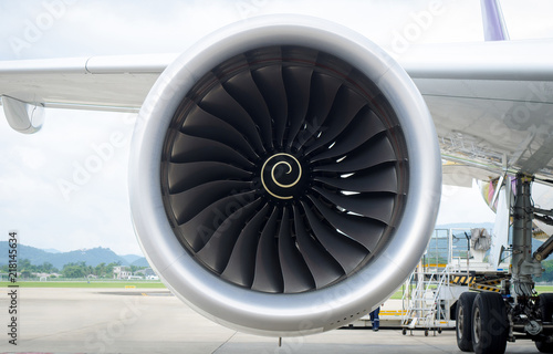 Close up engine of airplane