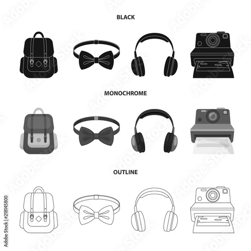 Hipster, fashion, style, subculture .Hipster style set collection icons in black,monochrome,outline style vector symbol stock illustration web.