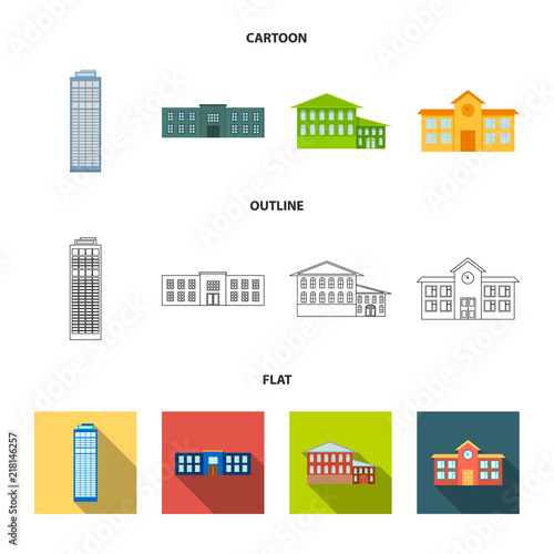 Skyscraper, police, hotel, school.Building set collection icons in cartoon,outline,flat style vector symbol stock illustration web. photo