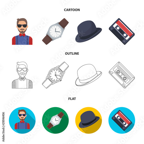 Hipster, fashion, style, subculture .Hipster style set collection icons in cartoon,outline,flat style vector symbol stock illustration web.