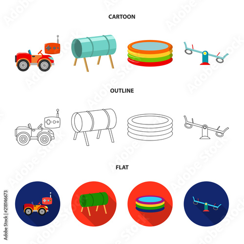 Machine for radio control, tunnel, trampoline, swing. Playground set collection icons in cartoon,outline,flat style vector symbol stock illustration web.