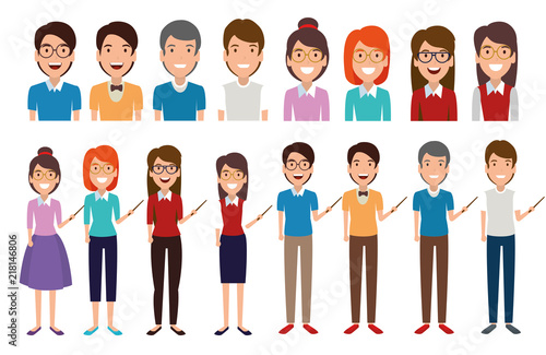 young people avatars characters vector illustration design