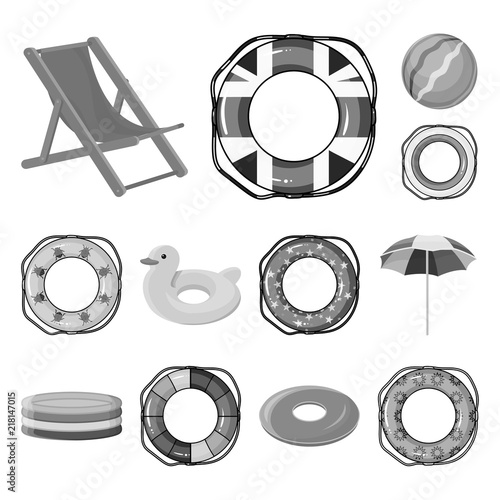 Multicolored swimming circle monochrome icons in set collection for design. Different lifebuoysvector symbol stock web illustration.