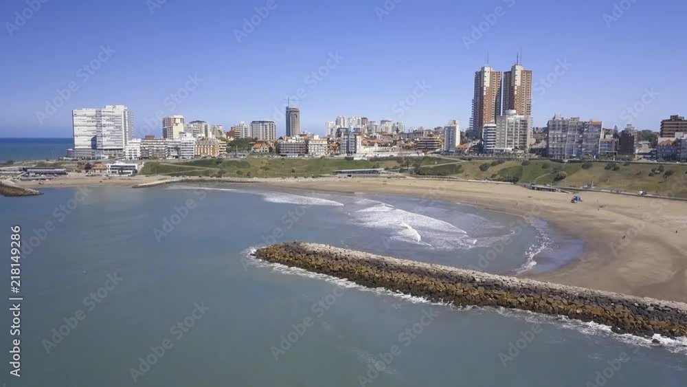 Playa Varese on the coast of Mar del Plata Argentina – 4k drone video of the Argentinian coast and downtown area of Mar del Plata Casino Central in spring time. Buenos Aires Capital Federal district Playa Varese on the coast of Mar del Plata Argentina – 4k drone video of the Argentinian coast and downtown area of Mar del Plata Casino Central in spring time. Buenos Aires Capital Federal district