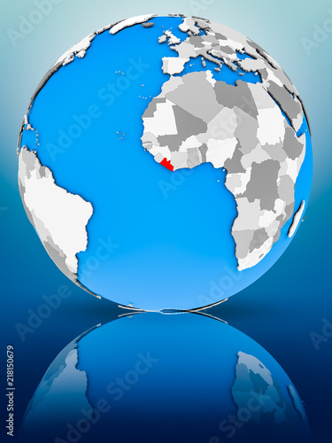 Liberia on political globe